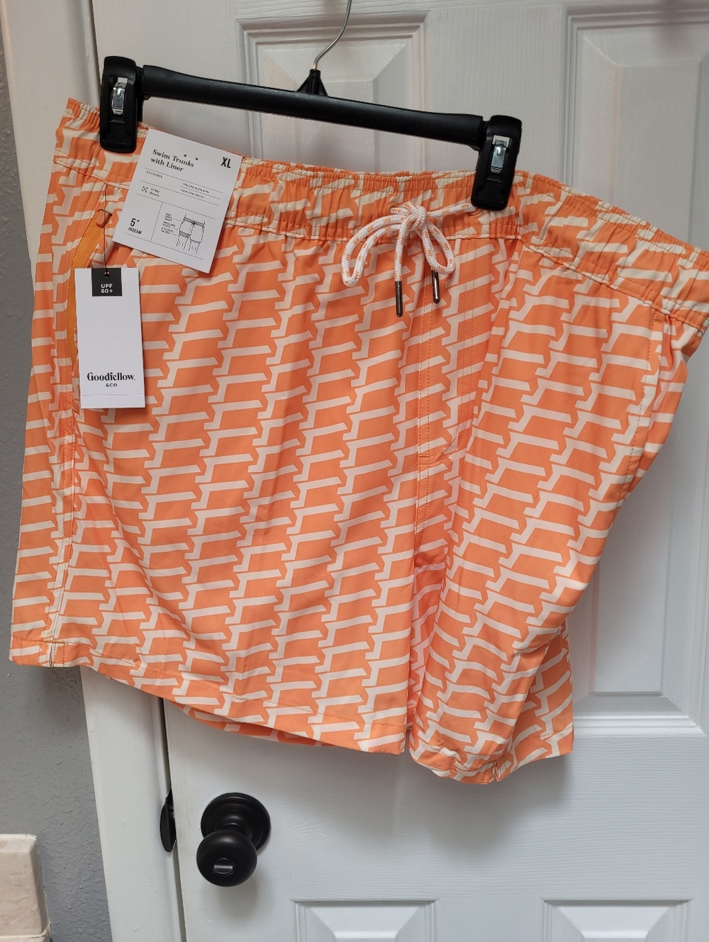Goodfellow & Co Men's 5" Swim Trunks with Boxer Brief Liner, XL - Orange - Picture 6 of 9